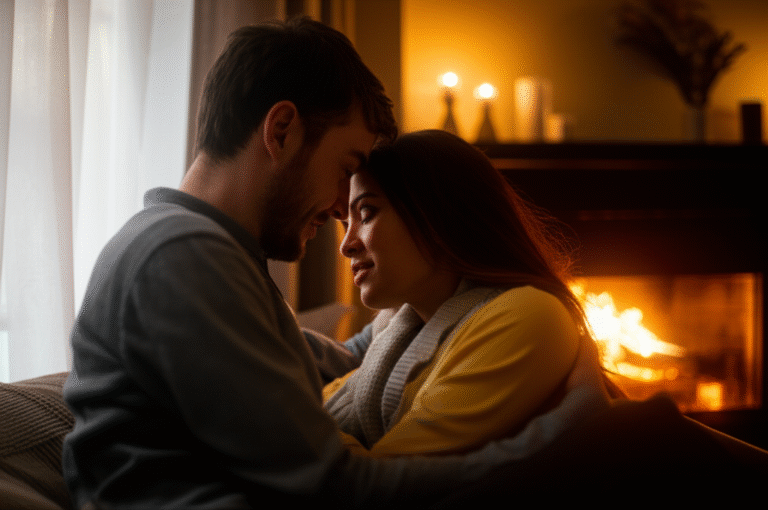 Intimidade e Conexão Sexual Casal se abraçando em um ambiente íntimo
