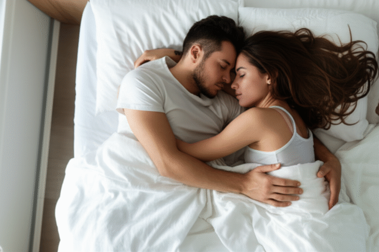 Sono Reparador e Hormônios Sexuais Casal dormindo tranquilamente lado a lado