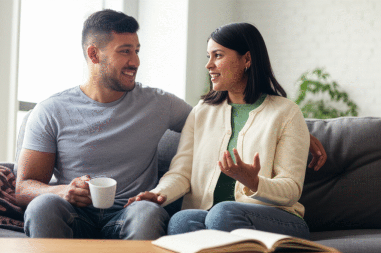 Comunicação Aberta no Relacionamento Casal conversando abertamente sobre sentimentos