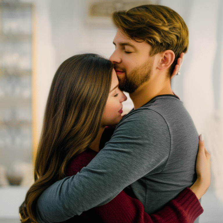 Conexão e Intimidade Casal se abraçando com carinho e cumplicidade.