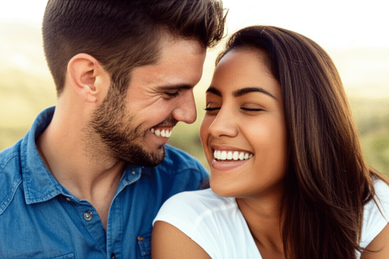 Amor e Conexão Casal sorrindo apaixonadamente